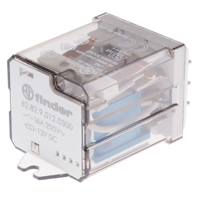 Finder Flange Mount Power Relay, 12V dc Coil, 16A Switching Current, DPST