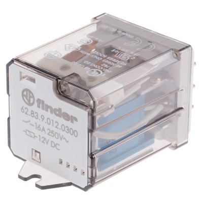 Finder Flange Mount Power Relay, 12V dc Coil, 16A Switching Current, 3P-NO