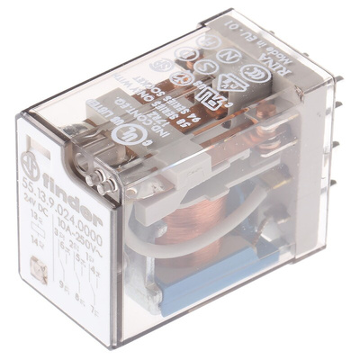 Finder PCB Mount Power Relay, 24V dc Coil, 10A Switching Current, 3PDT