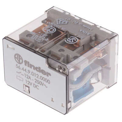 Finder PCB Mount Power Relay, 12V dc Coil, 12A Switching Current, 4PDT