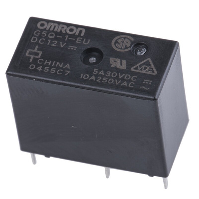 Omron PCB Mount Power Relay, 12V dc Coil, 10A Switching Current, SPDT