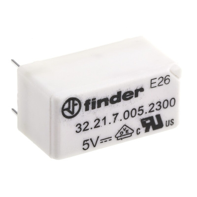 Finder PCB Mount Power Relay, 5V dc Coil, 6A Switching Current, SPST