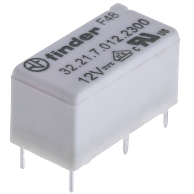 Finder PCB Mount Power Relay, 12V dc Coil, 6A Switching Current, SPST