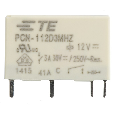TE Connectivity PCB Mount Power Relay, 12V dc Coil, 3A Switching Current, SPST