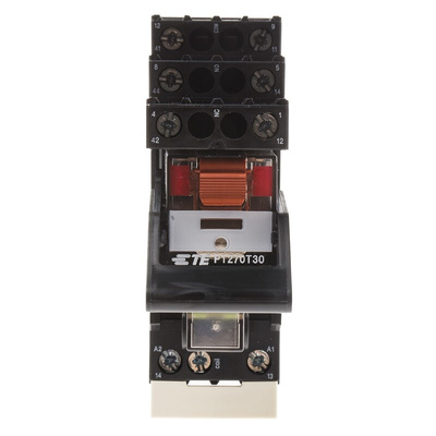 TE Connectivity DIN Rail Power Relay, 230V ac Coil, 12A Switching Current, DPDT