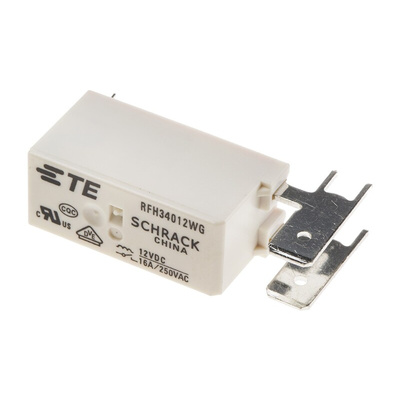 TE Connectivity PCB Mount Power Relay, 12V dc Coil, 16A Switching Current, SPST