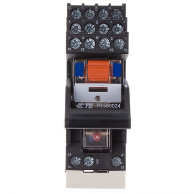 TE Connectivity DIN Rail Power Relay, 24V dc Coil, 6A Switching Current, 4PDT