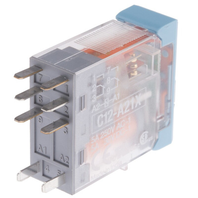 Releco PCB Mount Power Relay, 12V dc Coil, 5A Switching Current, DPDT