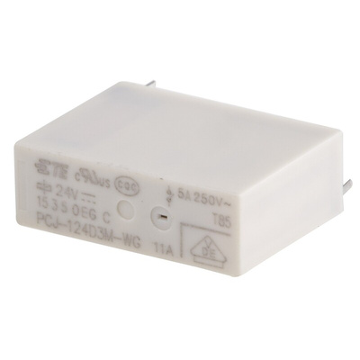 TE Connectivity PCB Mount Power Relay, 24V dc Coil, 5A Switching Current, SPST