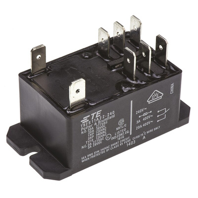 TE Connectivity Flange Mount Non-Latching Relay, 240V ac Coil, 30A Switching Current, DPDT