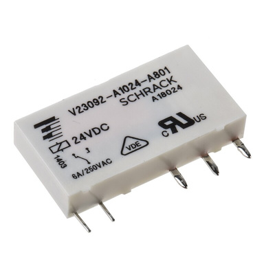 TE Connectivity PCB Mount Power Relay, 24V dc Coil, 6A Switching Current, SPDT