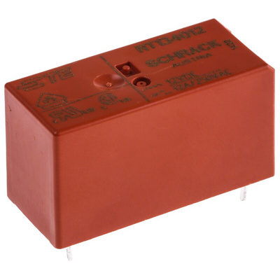 TE Connectivity PCB Mount Power Relay, 12V dc Coil, 12A Switching Current, SPST