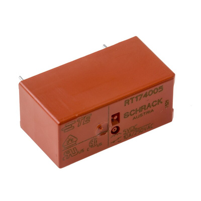 TE Connectivity PCB Mount Power Relay, 5V dc Coil, 10A Switching Current, SPDT