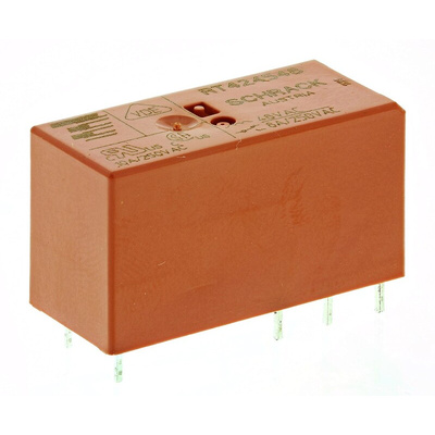 TE Connectivity PCB Mount Power Relay, 48V ac Coil, 8A Switching Current, DPDT