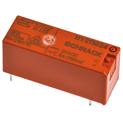 TE Connectivity PCB Mount Power Relay, 24V dc Coil, 8A Switching Current, SPDT