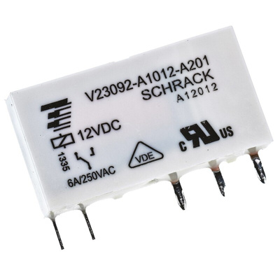 TE Connectivity PCB Mount Power Relay, 12V dc Coil, 6A Switching Current, SPDT