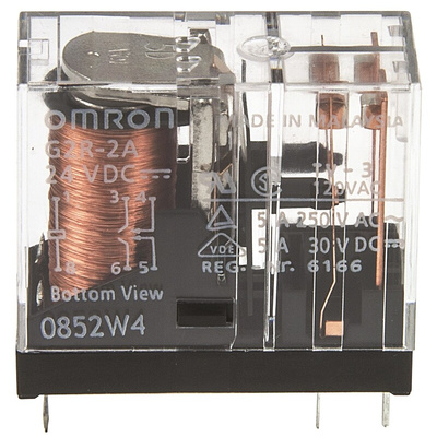 Omron PCB Mount Power Relay, 24V dc Coil, 5A Switching Current, DPST