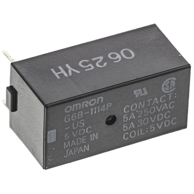 Omron PCB Mount Power Relay, 5V dc Coil, 5A Switching Current, SPST