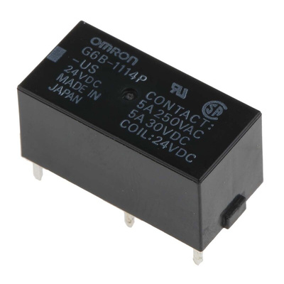 Omron PCB Mount Power Relay, 24V dc Coil, 5A Switching Current, SPST
