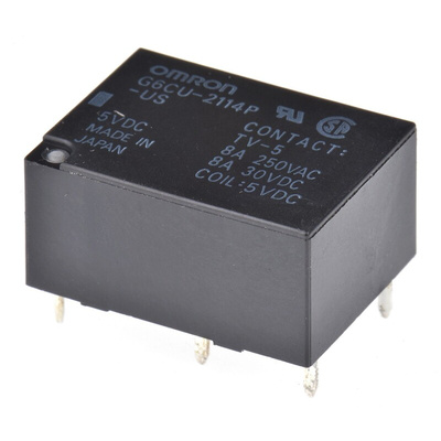 Omron PCB Mount Latching Power Relay, 5V dc Coil, 8A Switching Current, SPDT