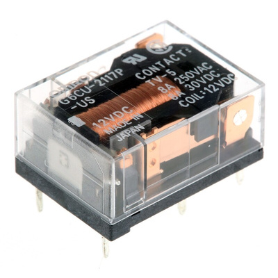 Omron PCB Mount Latching Power Relay, 12V dc Coil, 8A Switching Current, SPDT