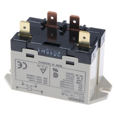 Omron Flange Mount Power Relay, 12V dc Coil, 30A Switching Current, SPST