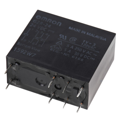 Omron PCB Mount Power Relay, 24V dc Coil, 4A Switching Current, DPDT