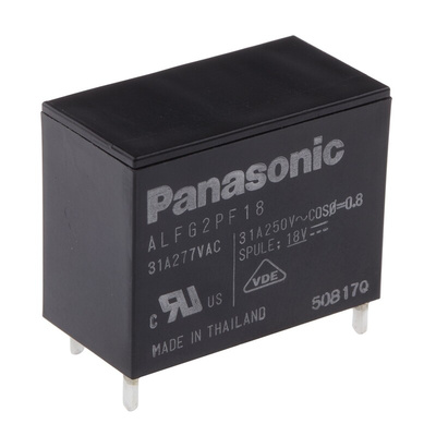 Panasonic PCB Mount Power Relay, 18V dc Coil, 31A Switching Current, SPST