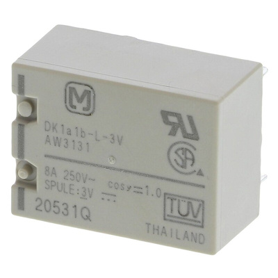 Panasonic PCB Mount Latching Power Relay, 3V dc Coil, 8A Switching Current, SPDT