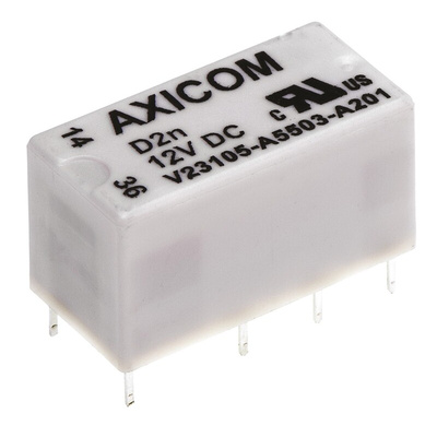 TE Connectivity PCB Mount Power Relay, 12V dc Coil, 3A Switching Current, DPDT
