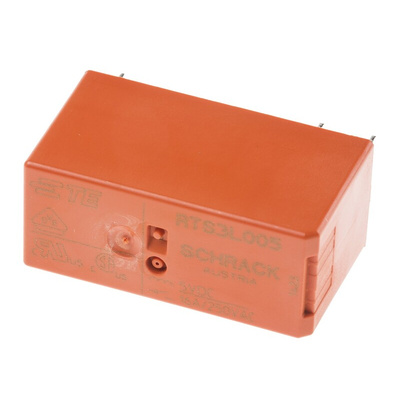 TE Connectivity PCB Mount Power Relay, 5V dc Coil, 16A Switching Current, SPST