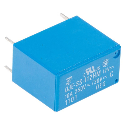 TE Connectivity PCB Mount Power Relay, 12V dc Coil, 10A Switching Current, SPST