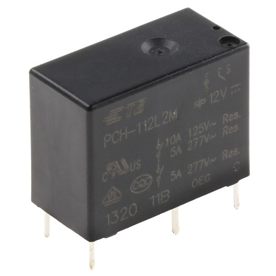 TE Connectivity PCB Mount Power Relay, 12V dc Coil, 5A Switching Current, SPST