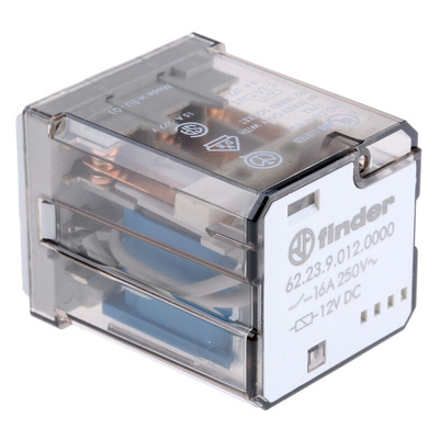 Finder PCB Mount Power Relay, 12V dc Coil, 15A Switching Current, 3PDT