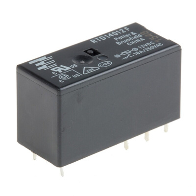 TE Connectivity PCB Mount Power Relay, 12V dc Coil, 16A Switching Current, SPDT