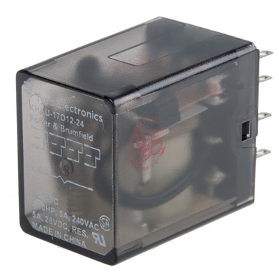 TE Connectivity Plug In Power Relay, 24V dc Coil, 5A Switching Current, 4PDT