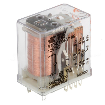 TE Connectivity Plug In Power Relay, 12V dc Coil, 5A Switching Current, 4PDT