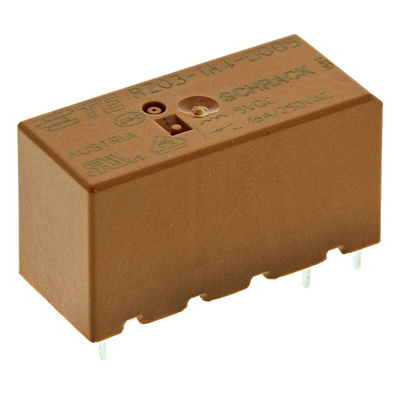 TE Connectivity PCB Mount Power Relay, 5V dc Coil, 16A Switching Current, SPST