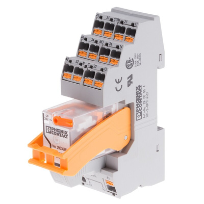 Phoenix Contact DIN Rail Power Relay, 24V ac Coil, 5A Switching Current, 4PDT