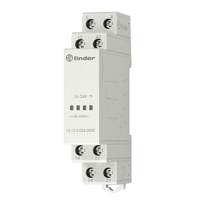 Finder DIN Rail Latching Power Relay, 12V ac/dc Coil, 8A Switching Current, SPDT