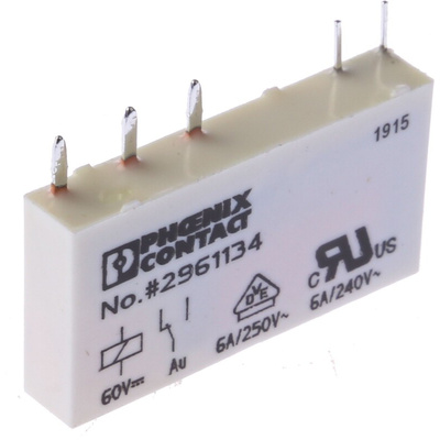 Phoenix Contact PCB Mount Power Relay, 60V dc Coil, 6A Switching Current, SPDT