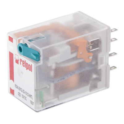 Relpol Plug In Power Relay, 12V dc Coil, 12A Switching Current, DPDT