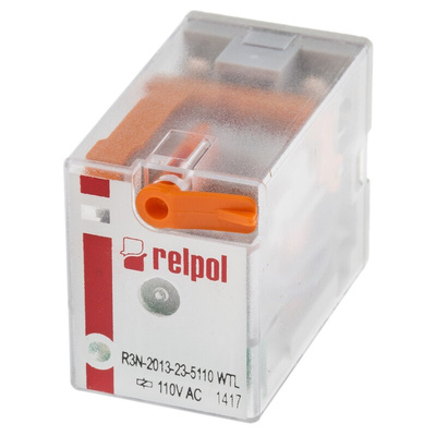 Relpol Plug In Power Relay, 110V ac Coil, 10A Switching Current, 3PDT
