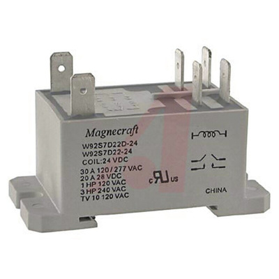 Schneider Electric Panel Mount Power Relay, 24V dc Coil, 20A Switching Current, DPST