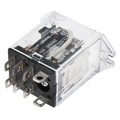 Omron Plug In Power Relay, 24V ac Coil, 10A Switching Current, DPDT