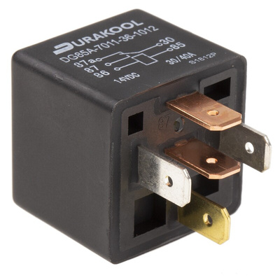 Durakool Plug In Power Relay, 12V dc Coil, 40A Switching Current, SPDT