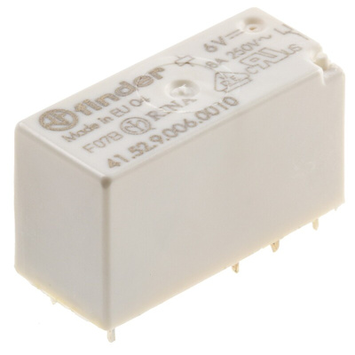 Finder PCB Mount Power Relay, 6V dc Coil, 8A Switching Current, DPDT