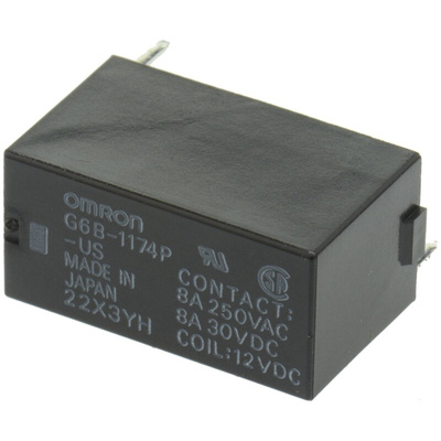 Omron PCB Mount Power Relay, 12V dc Coil, 8A Switching Current, SPST
