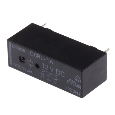 Omron PCB Mount Power Relay, 12V dc Coil, 10A Switching Current, SPST