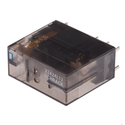 TE Connectivity PCB Mount Power Relay, 12V dc Coil, 8A Switching Current, DPDT